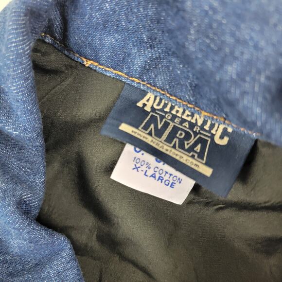 Vintage Authentic NRA Gear Made in USA Denim Concealed Weapon Snap Vest Mens XL - Picture 5 of 7